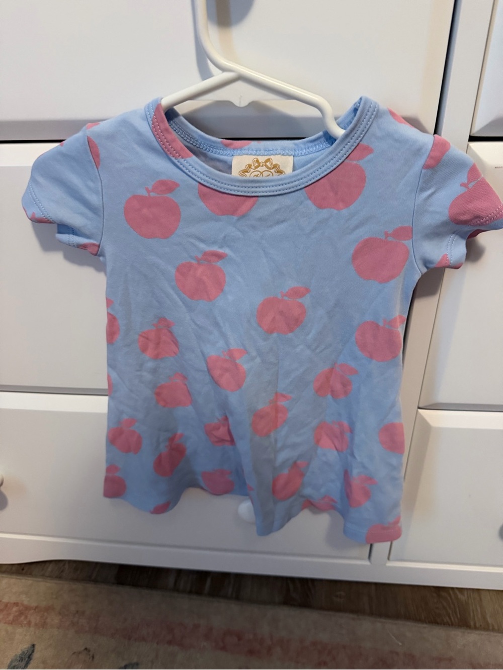 The Beaufort Bonnet Company Blue Tee with Pink Apple Print